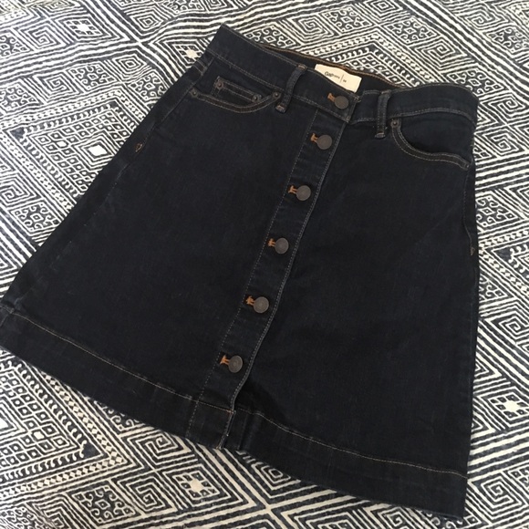 Button down stretch jean gap skirt - Picture 1 of 3